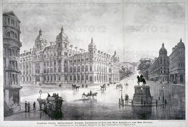 View of an improvement scheme for the area around Charing Cross, Westminster, London, c1860. Artist: James Akerman