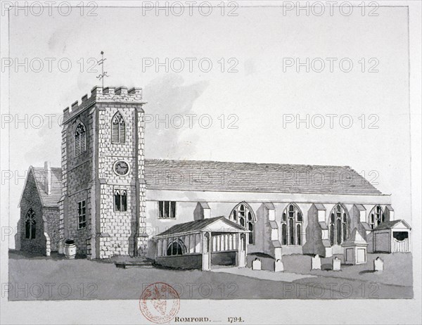Church of St Edward the Confessor, Romford, Essex, c1800. Artist: Anon