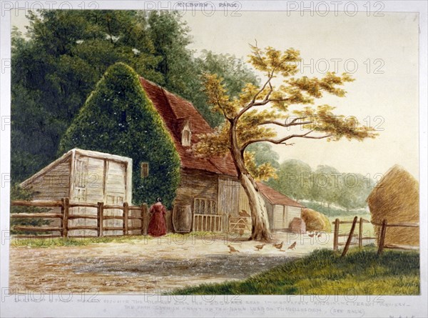 Farm in Kilburn Park, Edgware Road, Paddington, London, c1865. Artist: Anon