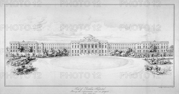 View of the new Bethlem Hospital, Southwark, London, c1825. Artist: Day & Haghe