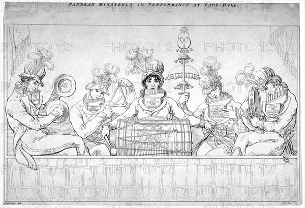 View of the Pandean Minstrels in performance at Vauxhall, London, c1800. Artist: John Lee