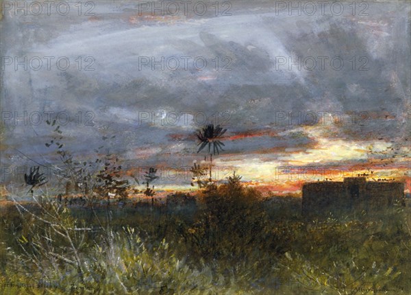 'The Towers of Silence, Bombay', 1909. Artist: Albert Goodwin