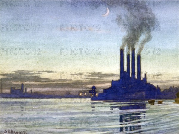 Lots Road Power Station - Evening', 20th century. Artist: Samuel Harry Hancock