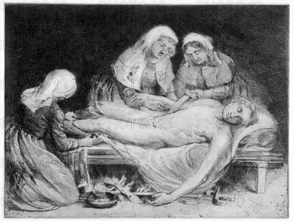 Three Nurses tending a Wounded Soldier', 1915. Artist: Anna Lea Merritt