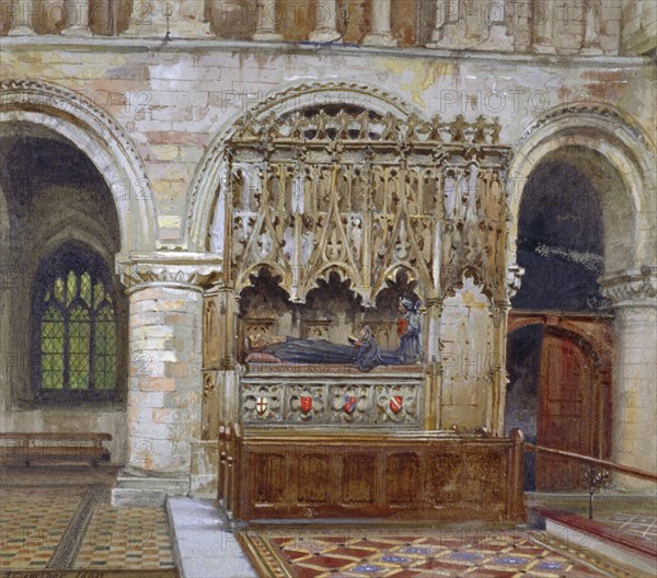 Rahere's tomb, St Bartholomew's Priory, City of London, 1880. Artist: John Crowther