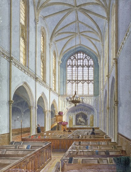 Interior view of a French Protestant church on St Martin's le Grand, City of London, 1886. Artist: John Crowther