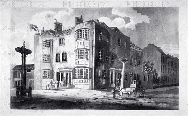South-east view of Horns Tavern, Kennington, Lambeth, London, c1790. Artist: Anon