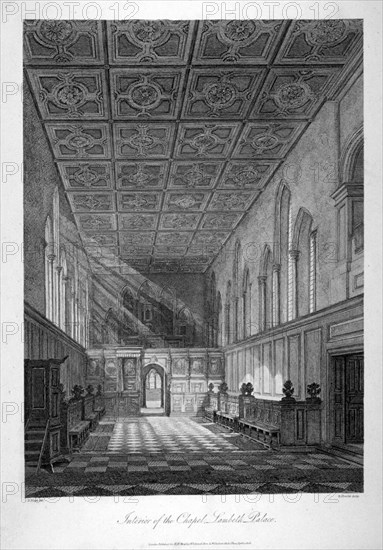 Interior view of Lambeth Palace chapel, London, 1806. Artist: Bartholomew Howlett