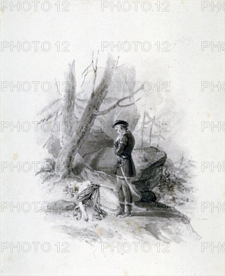 'Fitz-James and the dying Blanche of Devan', 19th century. Artist: Henry Corbould
