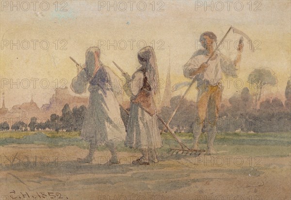 'Franconian Peasants near Wurzburg', Germany, 1852. Artist: Carl Haag