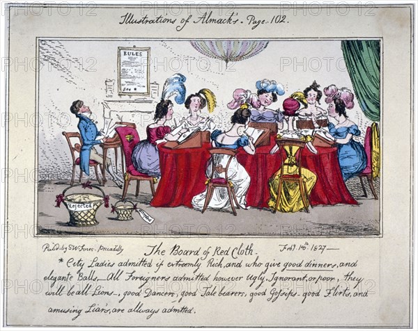 The board of Red cloth, City ladies admitted if extreemly Rich...', 1827. Artist: SW Fores