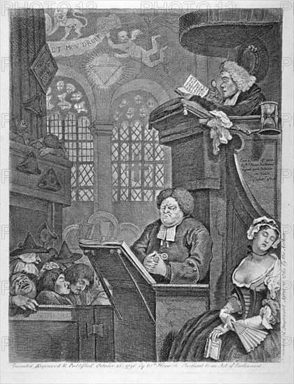 'The sleeping congregation', 1736. Artist: William Hogarth