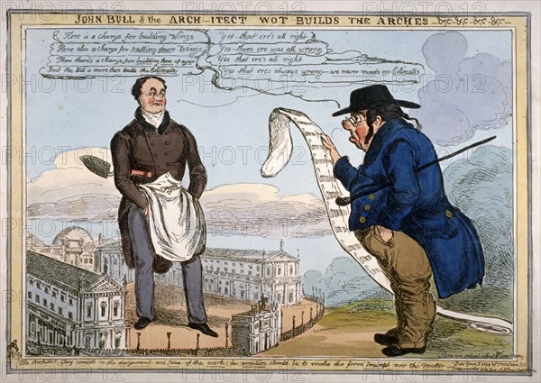 'John Bull & the arch-itect wot builds the arches - &c - &c - &c - &c', 1829. Artist: Thomas McLean