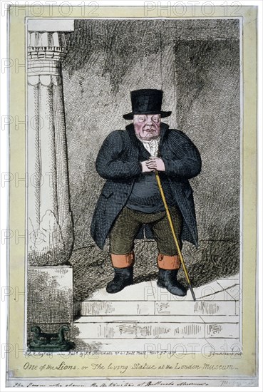 'One of the Lions - or the living statue at the London Museum', 1817. Artist: George Cruikshank