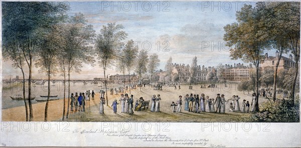 Temple Gardens, London, c1822. Artist: Anon