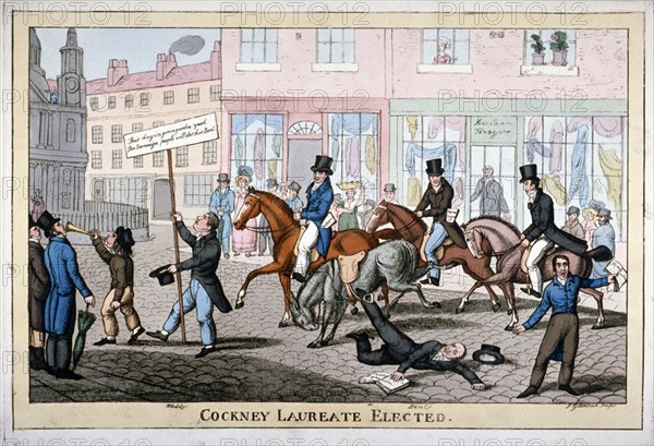 'Cockney laureate elected', c1821. Artist: Joseph Gleadah