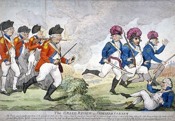 The grand review on Sydenham Common ...', 1792. Artist: Isaac Cruikshank