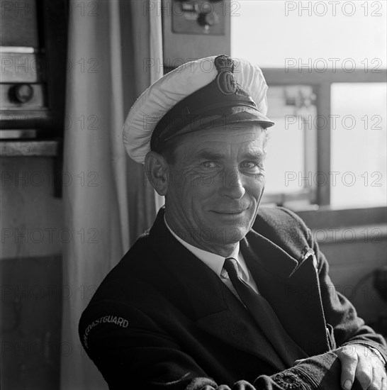 A portrait of a Suffolk coastguard at Aldeburgh or Blythburgh, 1956