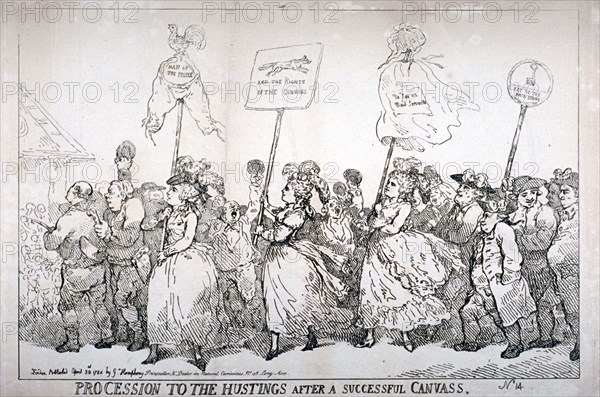 Procession to the hustings after a successful canvass, no:14', 1784. Artist: Thomas Rowlandson