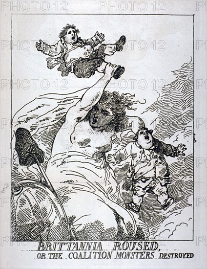 'Brittannia roused or the Coalition Monsters Destroyed', 1784. Artist: Thomas Rowlandson