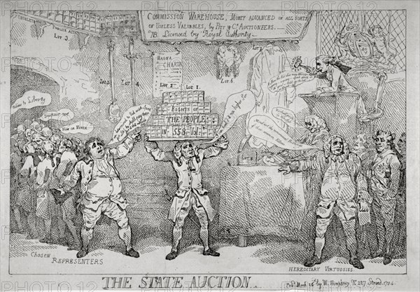 'The State Auction', 1784. Artist: Thomas Rowlandson