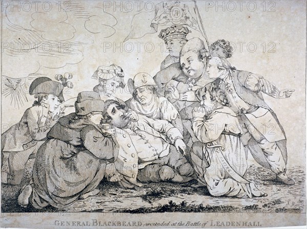 General Blackbeard wounded at the battle of Leadenhall', 1784. Artist: Anon