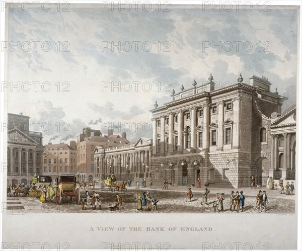 The Bank of England, City of London, 1816. Artist: Daniel Havell