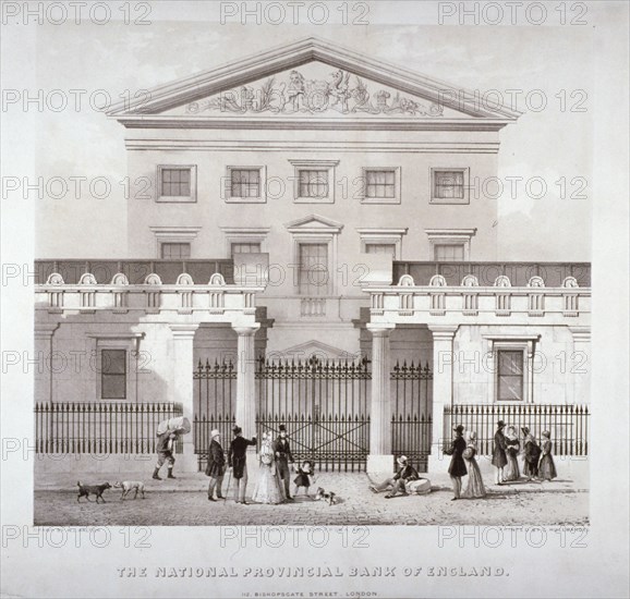 The National Provincial Bank at no 112 Bishopsgate Street, City of London, c1840. Artist: Anon