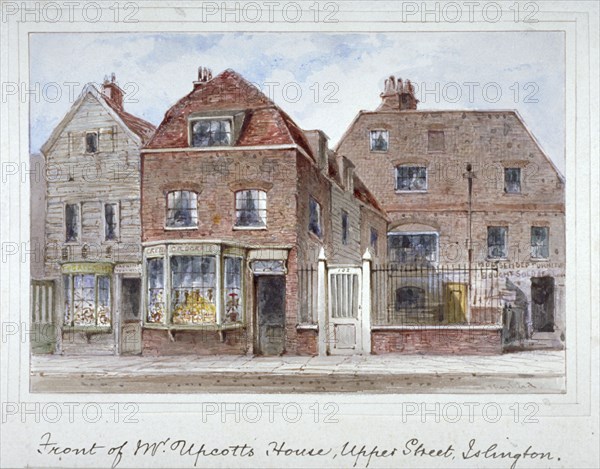 Front view of Mr Upcott's house, Upper Street, Islington, London, c1835. Artist: Thomas Hosmer Shepherd