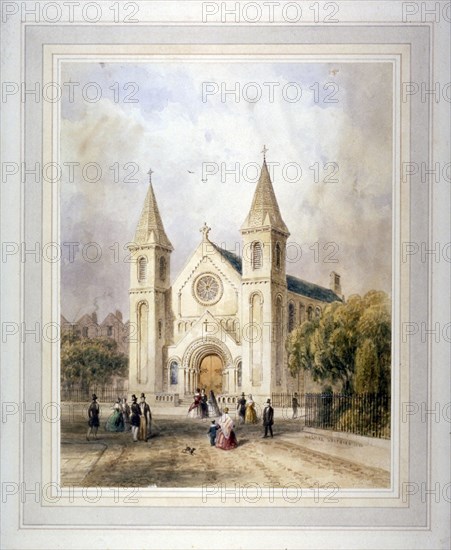 View of an unknown religious building in Regent Square, St Pancras, London, 1842. Artist: Thomas Hosmer Shepherd