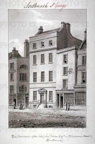 House in Blackman Street, Southwark, London, 1827. Artist: John Chessell Buckler