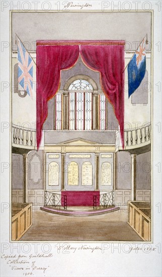 Interior of the Church of St Mary Newington, Newington Butts, Southwark, London, 1825. Artist: Anon