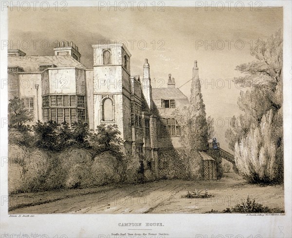 South-east view of Campden House, Kensington, London, c1850. Creator: Alfred Ducôte.