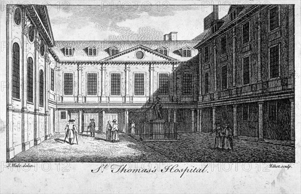 Middle court of St Thomas's Hospital, Southwark, London, c1750. Artist: William Elliot