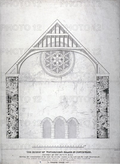 Winchester Palace, Southwark, London, c1814. Artist: George Hawkins