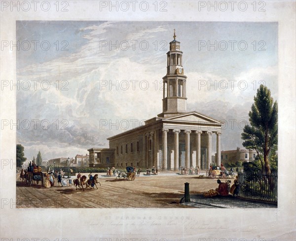 St Pancras New Church on the Euston Road, London, c1822. Creators: T Kearnan, Richard Gilson Reeve.