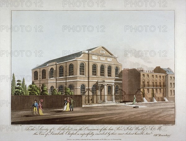 The Methodist chapel in Lambeth, London, 1816. Artist: C Rosenberg