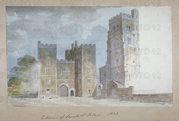 View of the entrance to Lambeth Palace, London, 1803. Artist: Anon