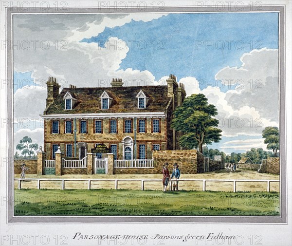 View of Parsonage House, Parson's Green, Fulham, London, 1820. Artist: Anon