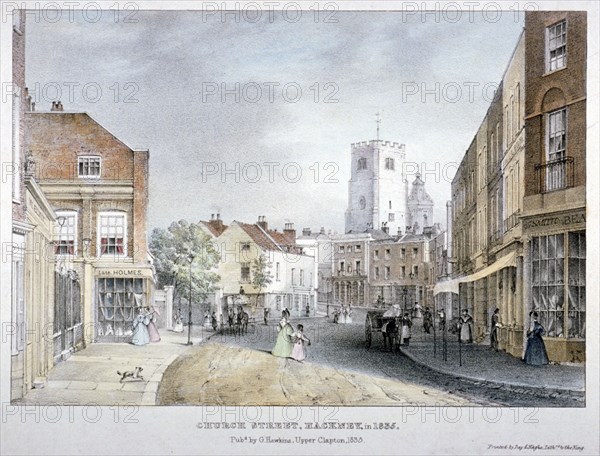 Church Street, Hackney, London, 1835. Artist: Day & Haghe