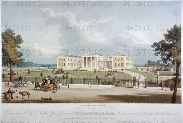 South-west view of the London Orphan Asylum in Lower Clapton, Hackney, London, c1830. Artist: George Hawkins