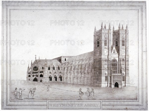 Westminster Abbey from the north-west, London, 1805. Artist: Anon