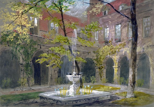 View of the Little Cloister in Westminster Abbey, London, c1858. Artist: Thomas Cafe
