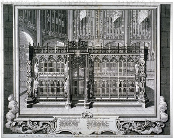 Monument to Henry VII and Queen Elizabeth in the king's chapel, Westminster Abbey, London, 1735. Artist: George Vertue