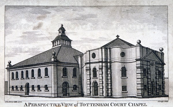 Whitefield's Tabernacle, Tottenham Court Road, St Pancras, London, 1772. Artist: J Lodge