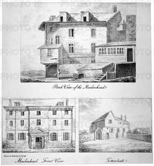 Three views of Toten Hall, Tottenham Court Road, St Pancras, London, c1810. Artist: Anon