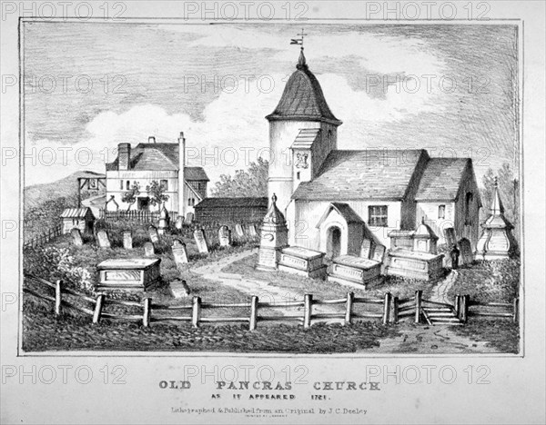 St Pancras Old Church, London, 1721. Artist: JC Deeley