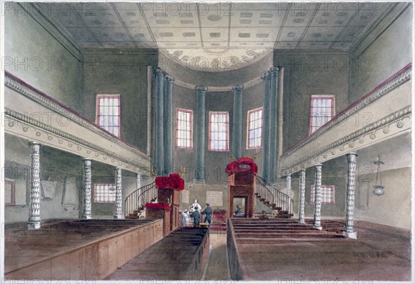Interior view of St Pancras New Church, London, 1855. Artist: W Guest