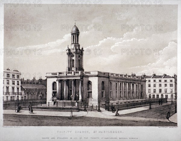 Trinity Church, Euston Road, St Pancras, London, c1830. Artist: J Laver