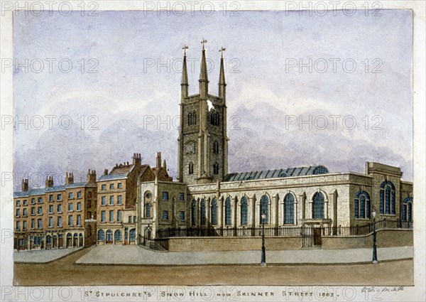 Church of St Sepulchre, Snow Hill, City of London, 1802. Artist: Valentine Davis